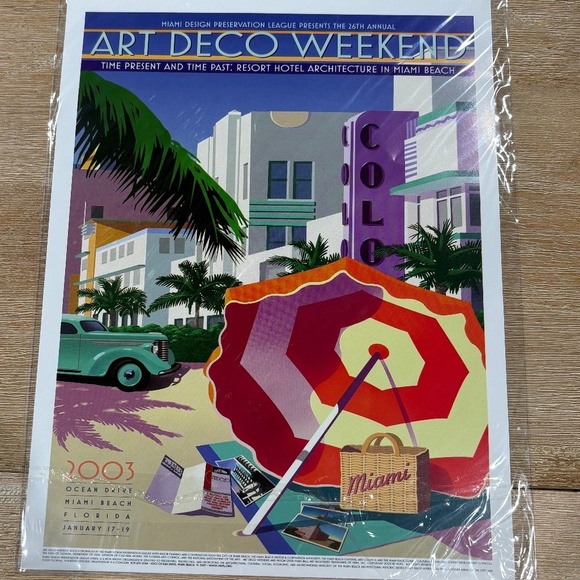 2003 Miami Art Deco Weekend Print, by Oren Sherman, Sz 8 1/2"  x 11" - Picture 2 of 4